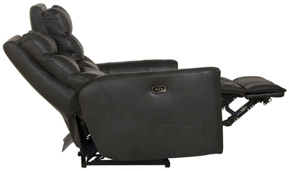 Bosa - Leather Power Reclining Loveseat - Charcoal