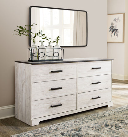 Shawburn - Six Drawer Dresser - Pewter-tone pulls - White / Black / Gray