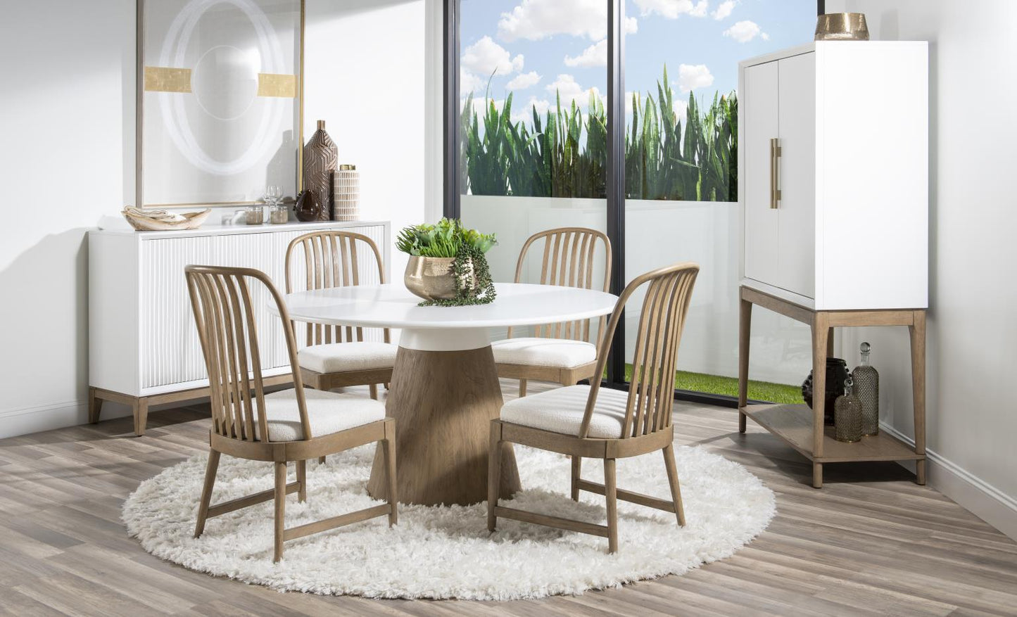 Melrose - Bar Console - Cloud White And Desert Oak