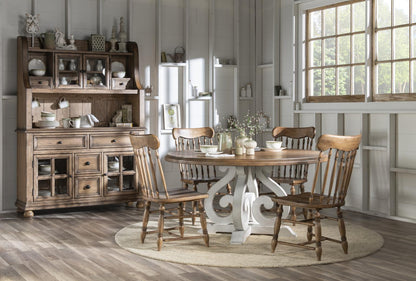 Vintage Market - Round Dining Table - Barnwood Oak And Picket Fence