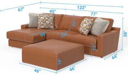 Minori - Italian Leather Sofa / Chaise And Cocktail Ottoman