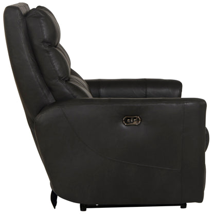 Bosa - Leather Power Reclining Loveseat - Charcoal