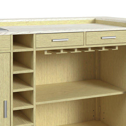 Cambrie - Bar Table With LED - Off-White And Natural