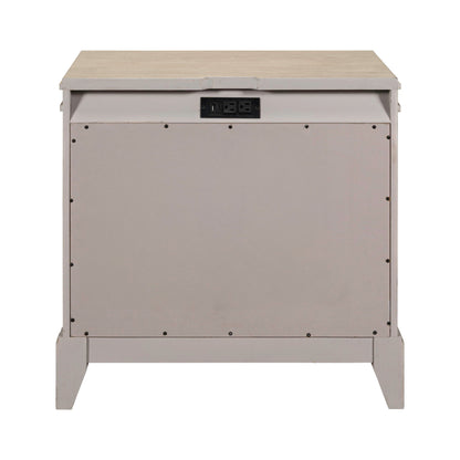 New Haven - Nightstand With Charging Station - White