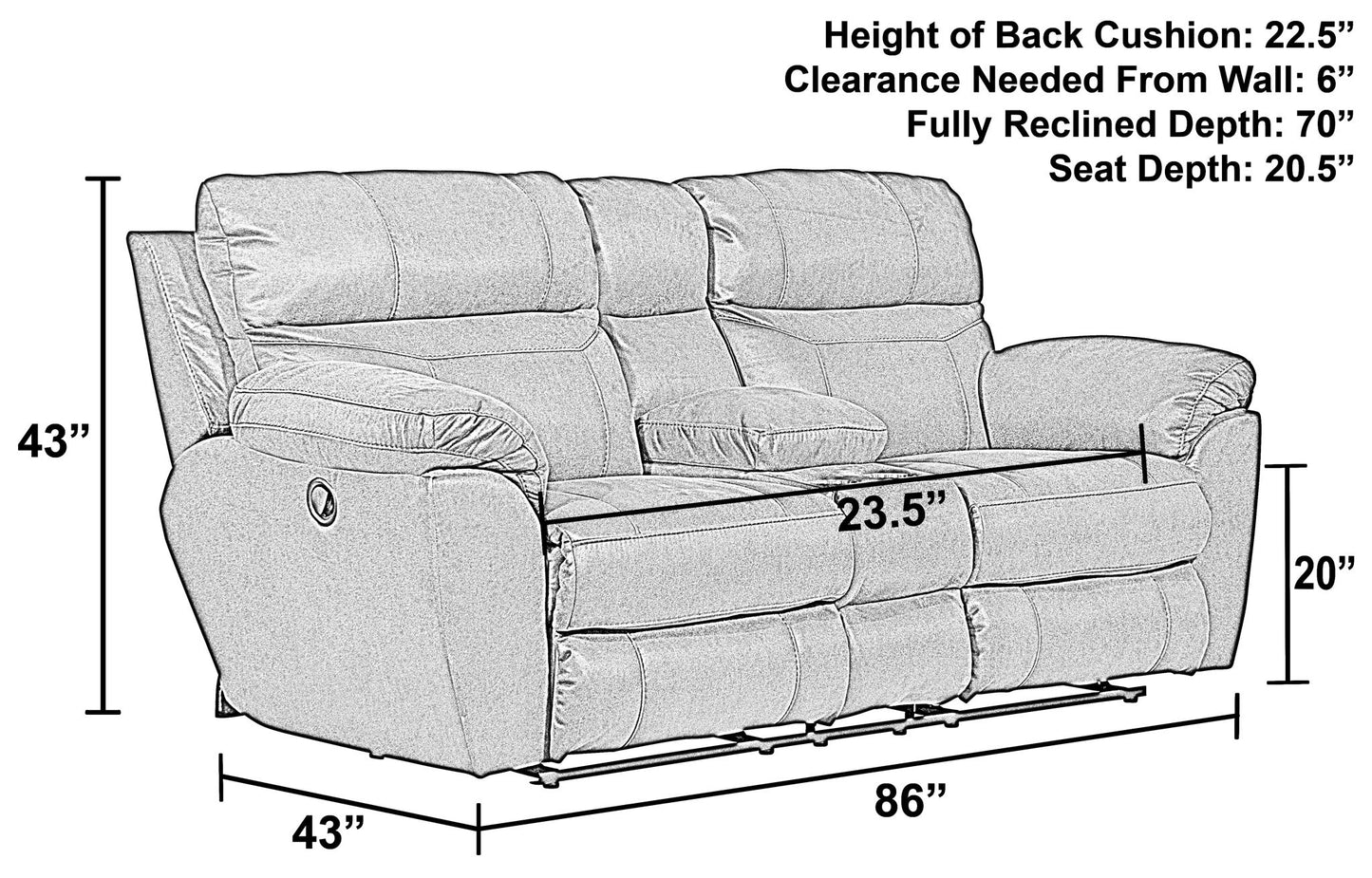 Atlas - Reclining Console Loveseat With Storage - Charcoal