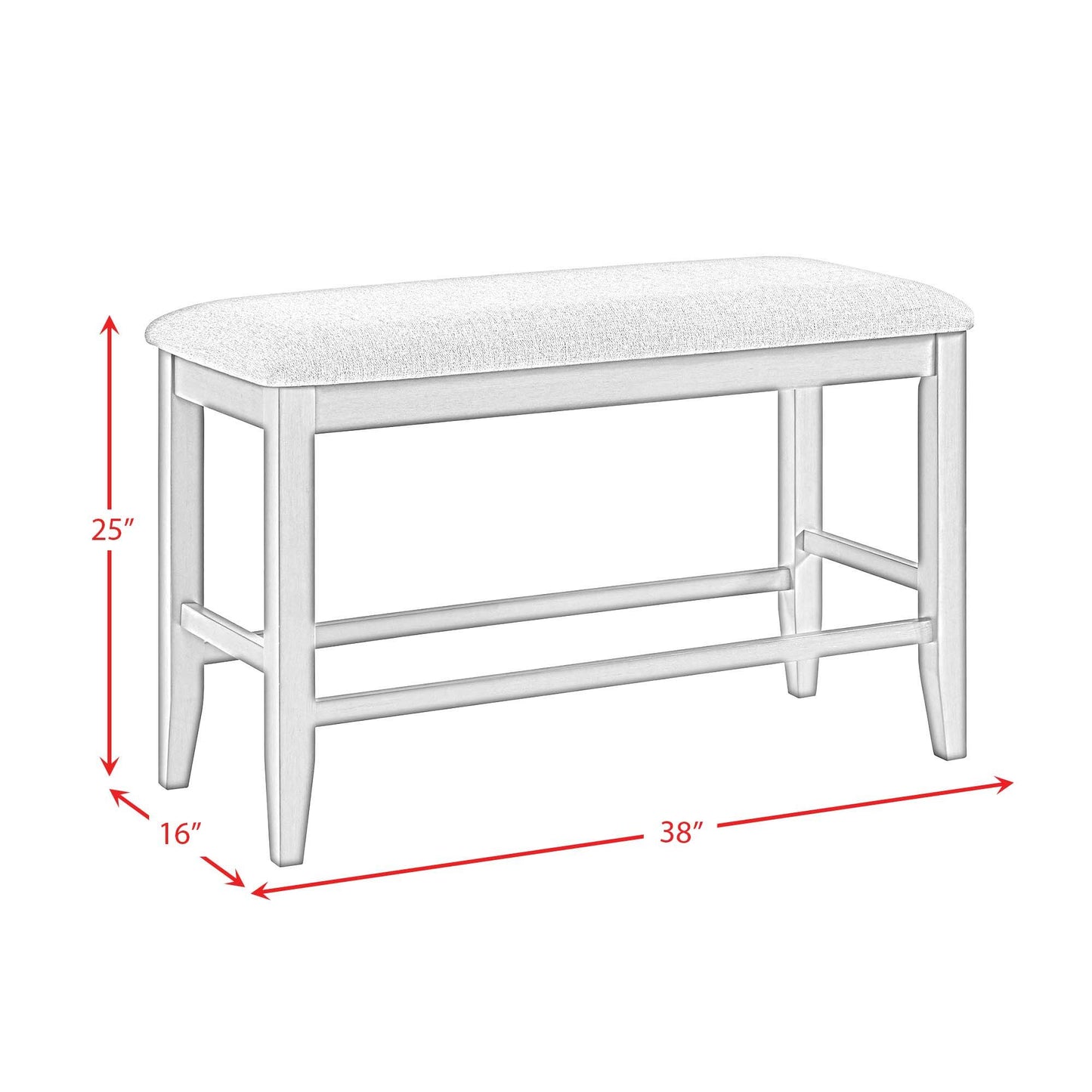 Seneca - Counter Bench Without Back And With Gray Fabric - Gray