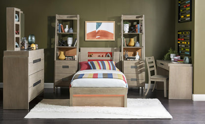 District - Panel Headboard Twin - Weathered Oak