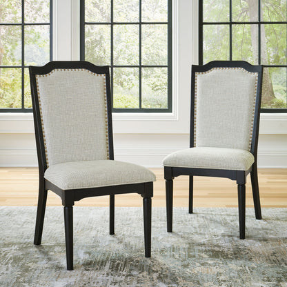 Welltern - Dining Nailhead Trim Uph Side Chair (Set of 2) - Cream / Black