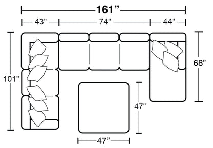 Glacier - Sectional With Cocktail Ottoman