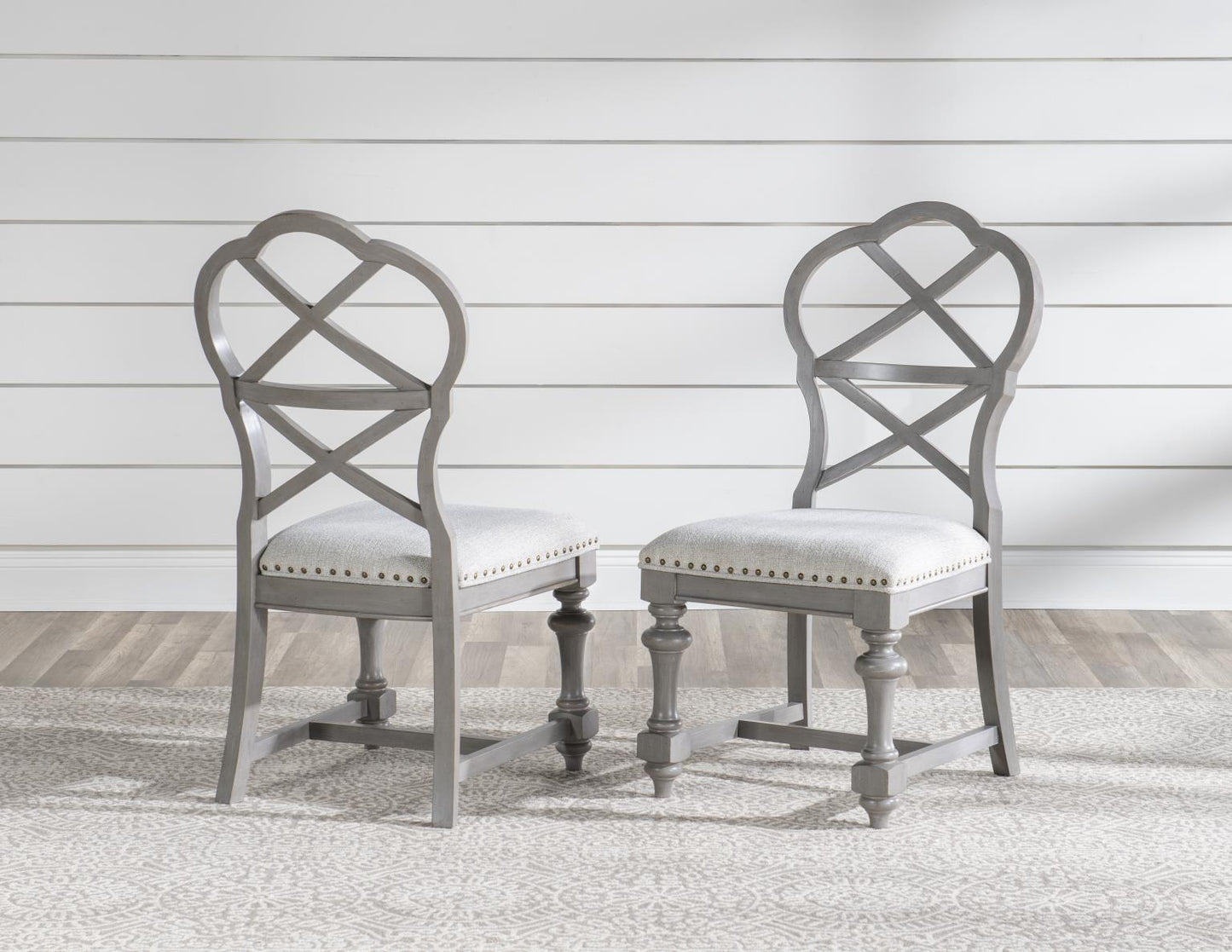 Kingston - X Back Side Chair (Set of 2) - Sandalwood Brown / Tweed Gray