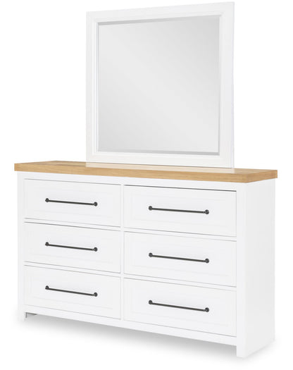Horizons - 6 Drawers Dresser - Pure White / Natural Oak