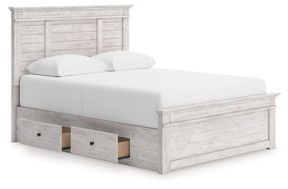 Makidern - Panel Storage Bed With 2 Under Bed Storage Units