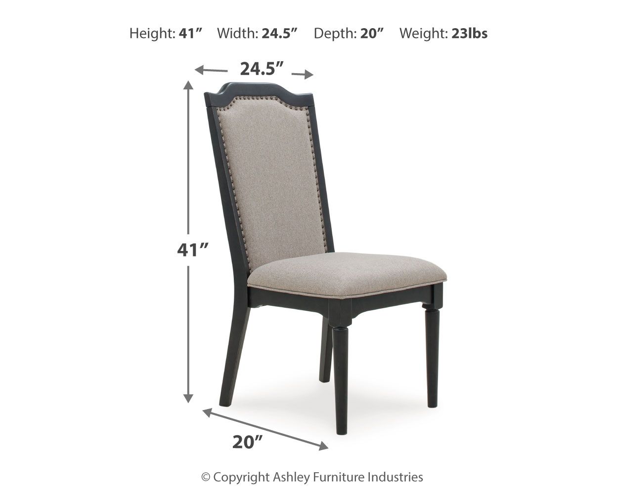 Welltern - Dining Nailhead Trim Uph Side Chair (Set of 2) - Cream / Black