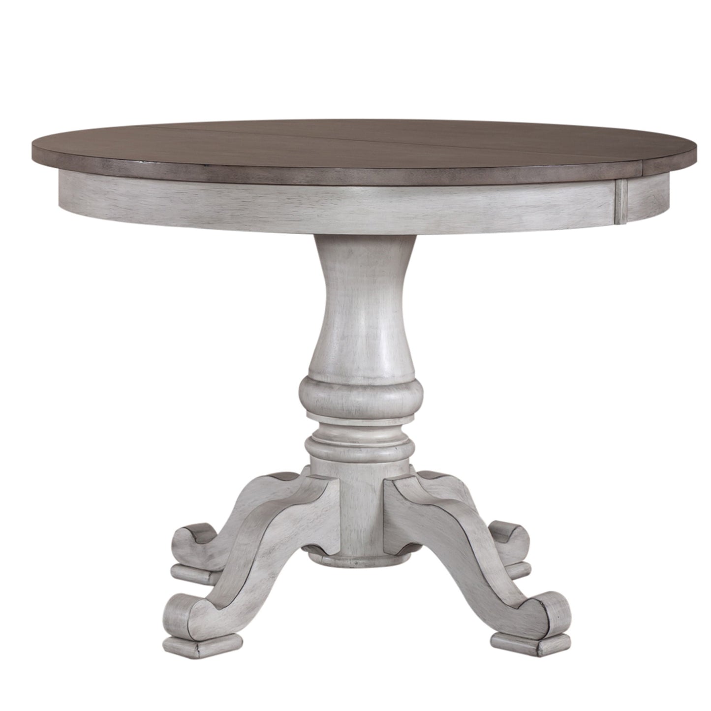 Ocean Isle - Single Pedestal Table Top - Antique White & Dark Brown