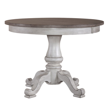 Ocean Isle - Single Pedestal Table Top - Antique White & Dark Brown