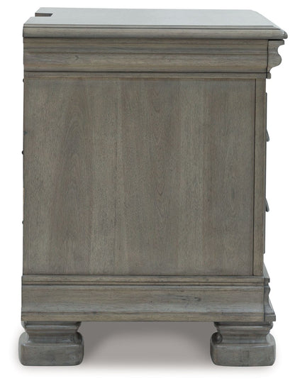 Lexorne - Three Drawer Night Stand - Gray
