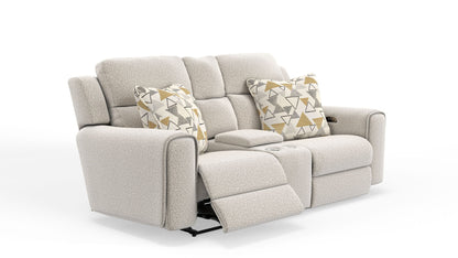 Micah - Power Headrest Power Deep Seat Reclining Console Loveseat - Oatmeal