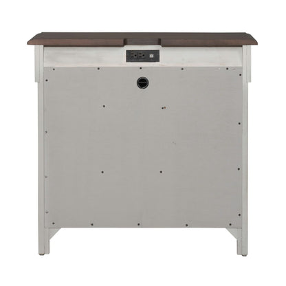 Ivy Hollow - 3 Drawer Bedside Chest With Charging Station - Weathered Linen / Dusty Taupe