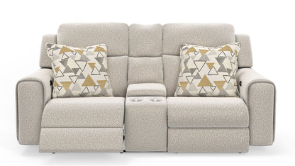 Micah - Power Headrest Power Deep Seat Reclining Console Loveseat - Oatmeal