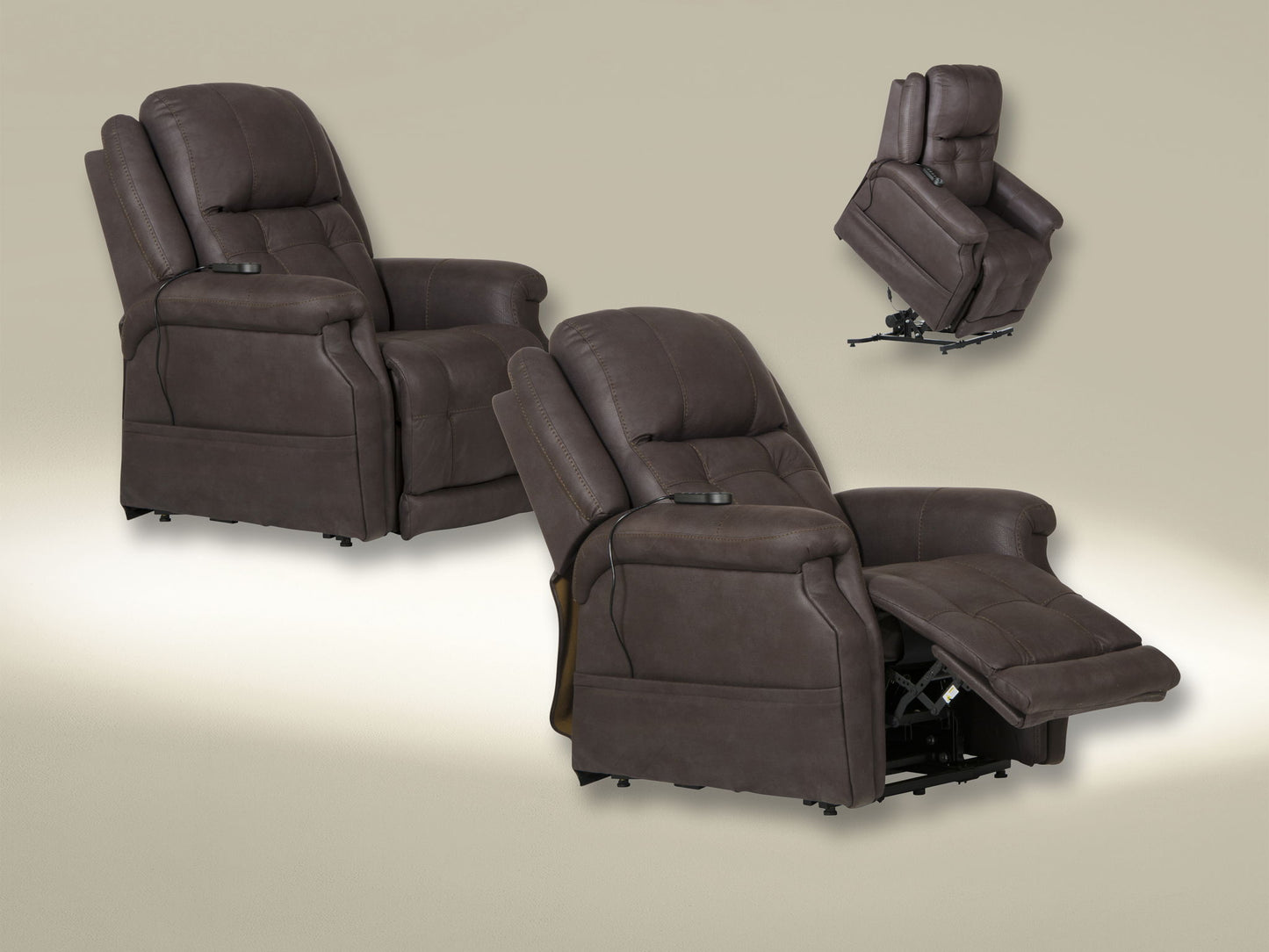 Haywood - Power Headrest Power Lift Lay Flat Recliner With Heat & Massage - Chocolate