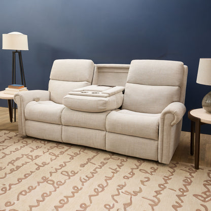 Bernard - Power Reclining Fabric Sofa With Console, Power Headrest, & Lumbar