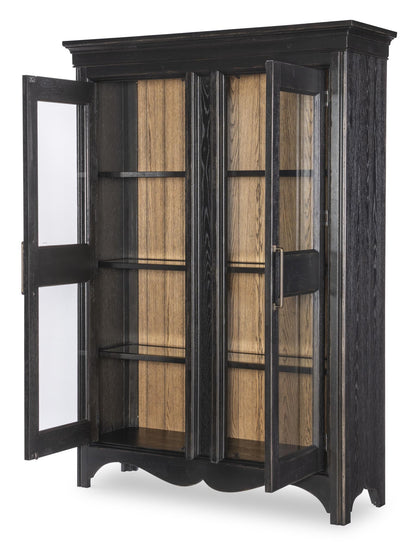 Vintage Market - Glass Front Display Cabinet - Barnwood Oak And Kettle Black