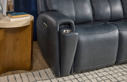 Warren - Power Reclining Sofa With Console, Power Headrest & Lumbar - Black