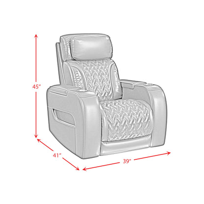 Prime Time - P3 Recliner With LED And Wireless Charger Pocket - Jett Black With Red Stitching