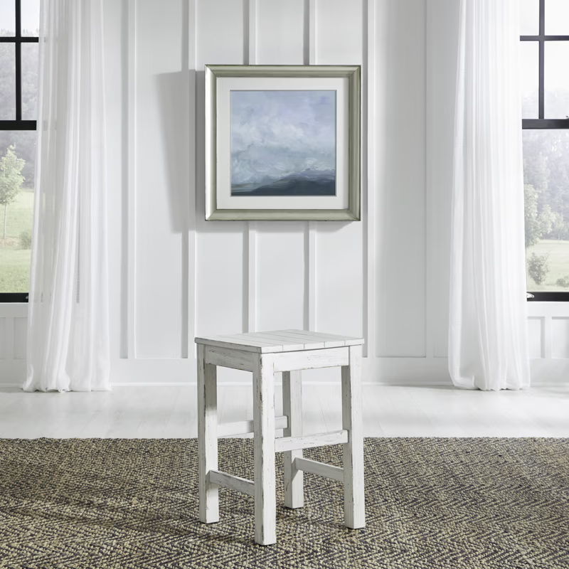 River Place - Console Stool - Riverstone White & Tobacco