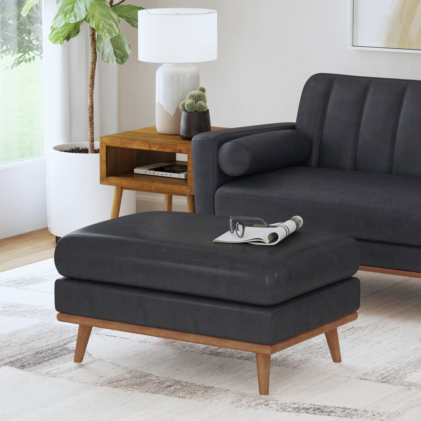 Horizon - Ottoman With Wood Base