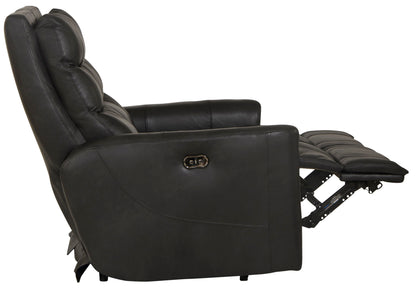 Bosa - Leather Power Reclining Loveseat - Charcoal