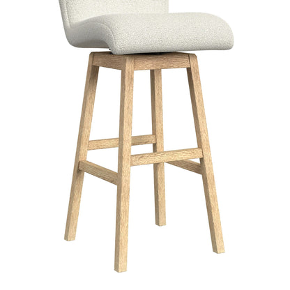 Cambrie - Upholstered Swivel Bar Stool With Boucle (Set of 2) - Beige / Natural