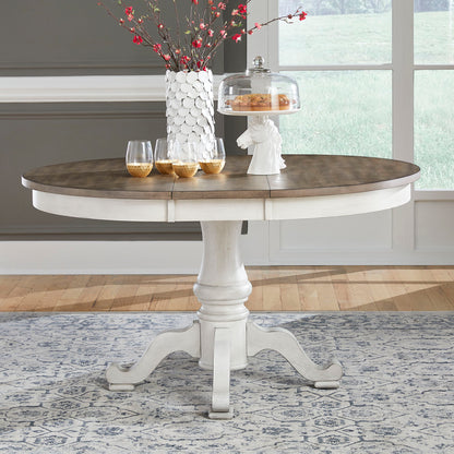 Ocean Isle - Single Pedestal Table Top - Antique White & Dark Brown