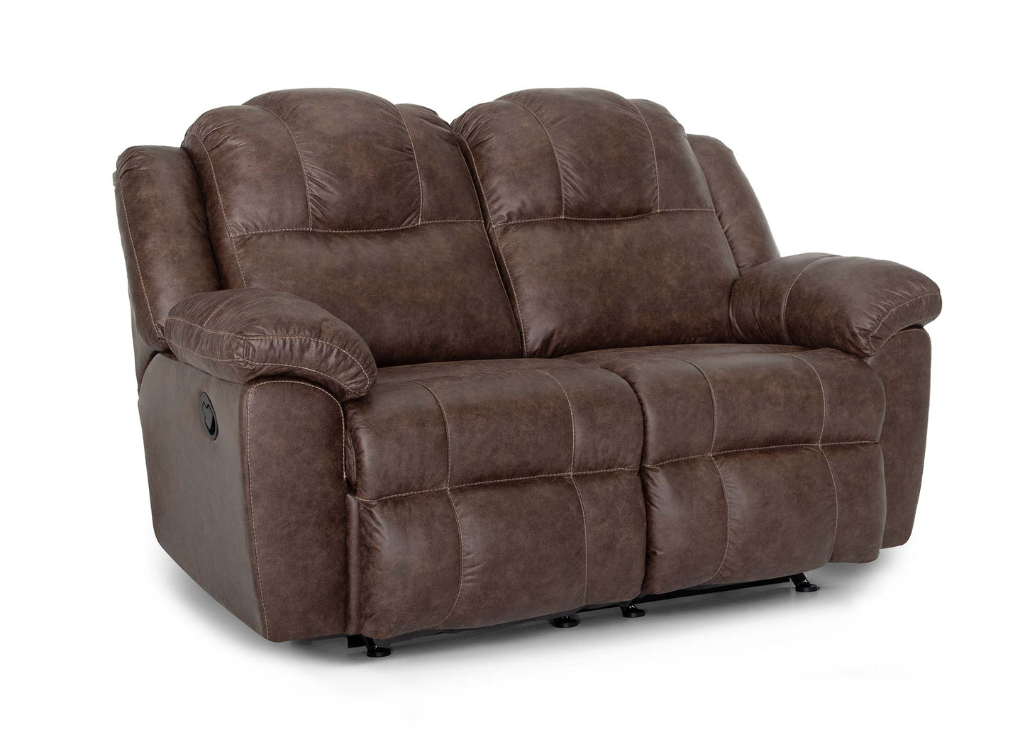 Brown leather reclining sofa on a white background