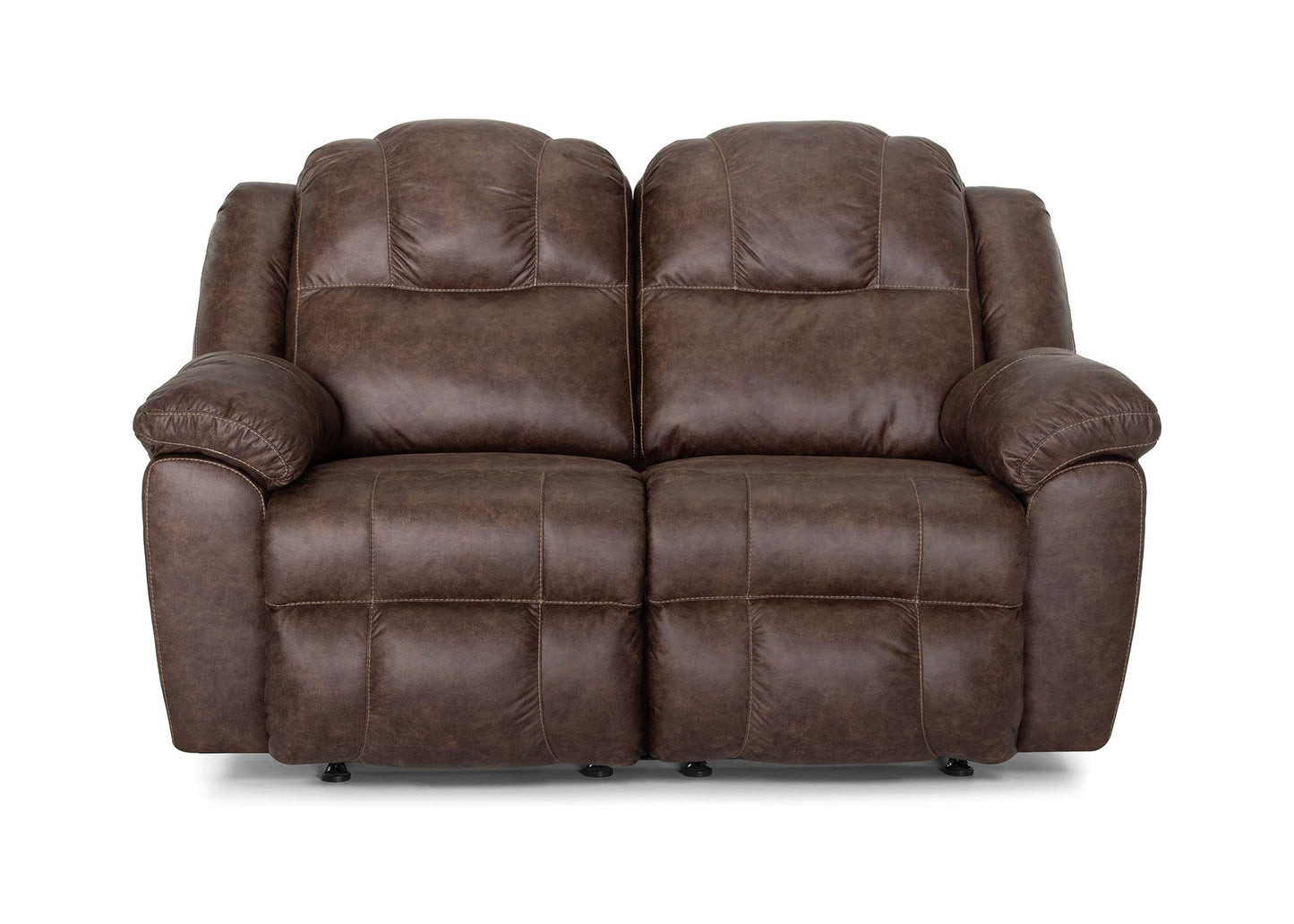 Brown leather reclining sofa on a white background