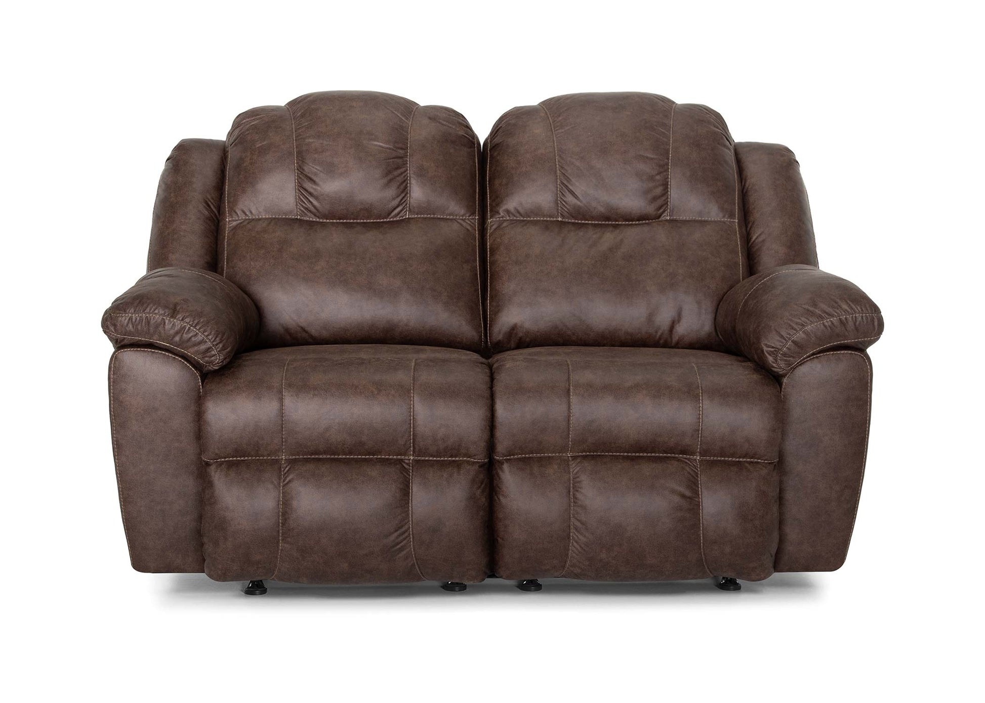 Brown leather reclining sofa on a white background