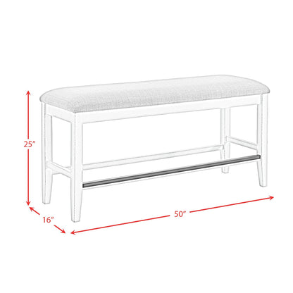 Bellevue - Counter Bench With Beige Fabric - Antique White