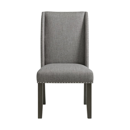 Everdeen - Side Chair With Gray Fabric and Nail Heads (Set of 2) - Charcoal