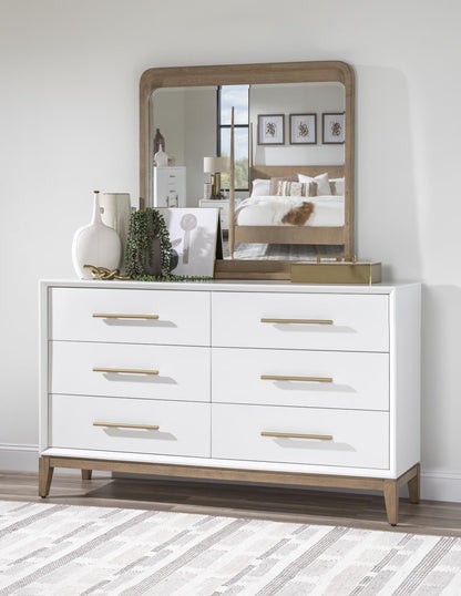 Melrose - Rectangle Mirror - Cloud White And Desert Oak