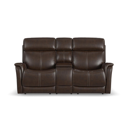 View - Power Reclining Loveseat With Console, Power Headrest & Lumbar