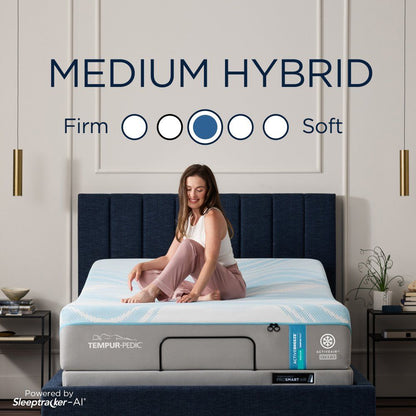 Tempur-Breeze - Tempur-ActiveBreeze Medium Hybrid Mattress With Ergo ProSmart Air Base