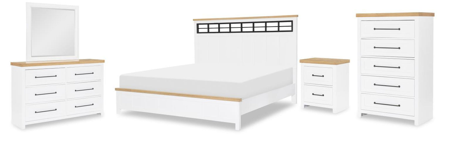 Horizons - 2 Drawers Nightstand - Pure White / Natural Oak