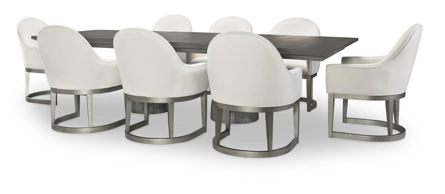 Terra Luna - Complete Rectangle Double Pedestal Table - White Cloud & Nightfall