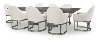 Terra Luna - Complete Rectangle Double Pedestal Table - White Cloud & Nightfall