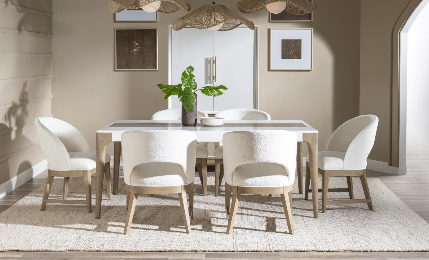 Melrose - Rectangular Dining Table - Cloud White And Desert Oak