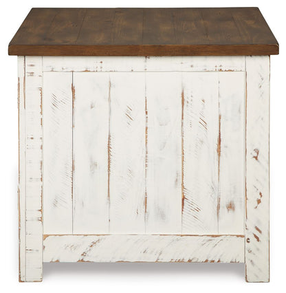 Wystfield - Rectangular End Table - 2 Doors - White / Brown