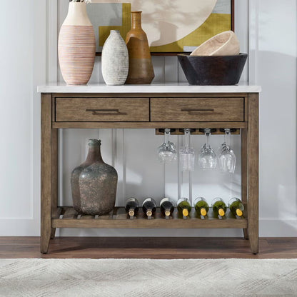 Edison - Server With Faux Marble Top - Brownstone