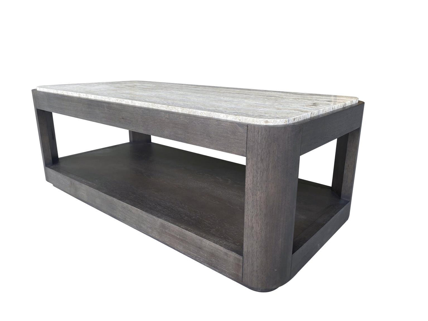 Lancia - Rectangular Cocktail Table With Stone Top - Charred Oak