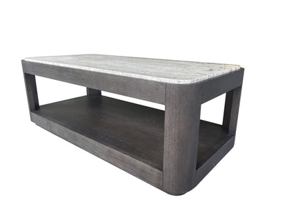 Lancia - Rectangular Cocktail Table With Stone Top - Charred Oak
