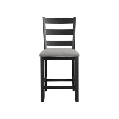 Martin - Counter Side Chair With Gray Fabric (Set of 2) - Black Finish